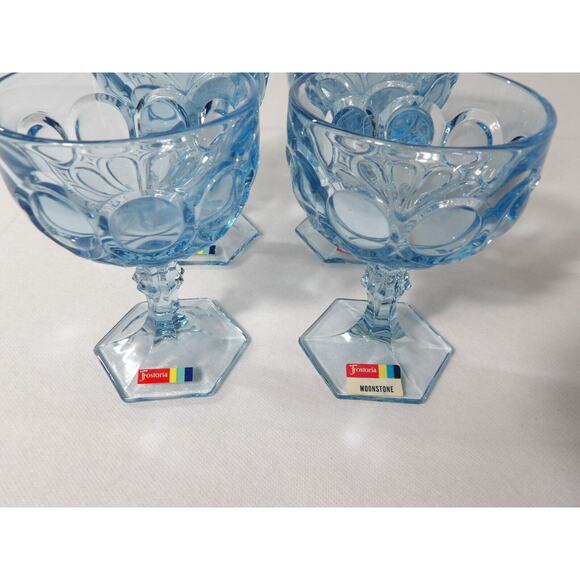 Fostoria Stemmed Glasses 5 1/8" Wine Goblet Blue Moonstone Light Blue NWT (4) - Picture 8 of 10